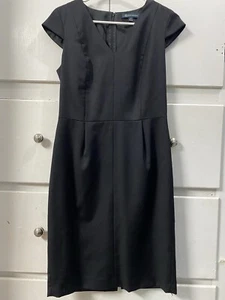 Abito donna Brooks Brothers taglia 4 nero misto lana seta manica corta scollo V - Foto 1 di 6