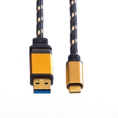 USB 3.2 Gen 1 Kabel Gold, A-C, Stecker/Stecker, 1 m - Bild 1 von 3