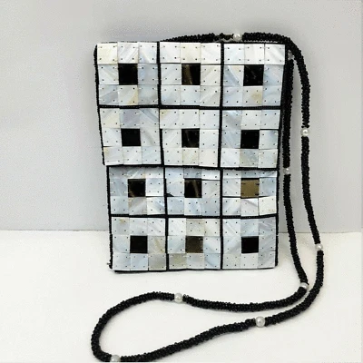 Сумочка через плечо из бисера перламутровая раковина натуральный рог безумный дизайн ручная работа - Изображение 1 из 4