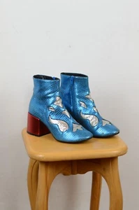 MM6 Maison Martin Margiela Snakeskin Leather Ankle Boots Made in Italy Size 35.5 - Picture 1 of 13