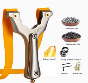 Stainless Steel Slingshot Set Powerful Hunting Slingshot Catapult Hunting 340g - Picture 1 of 14
