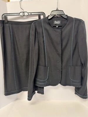 Traje chaqueta y falda DOLCE & GABBANA negro viscosa elastina ribetes EU46 USADO EN EXCELENTE ESTADO Foto 1 de 4