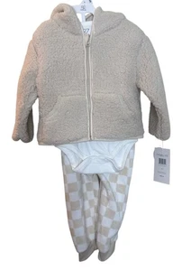 Rachel Zoe cream and white 3 piece hooded set size medium 18months - Picture 1 of 4