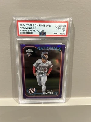 2024 Topps Chrome Update Nasim Nunez (RC) Purple Refractor PSA 10 - Image 1 of 2