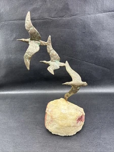 Mid Century Curtis Jere Bronze SEAGULL BIRDS IN FLIGHT SCULPTURE 12.5" Vintage - Picture 1 of 7