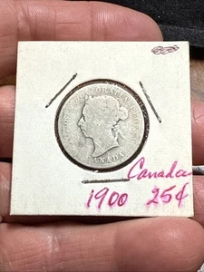 1900 Canada 25 Cents Silver Foreign Coin - Picture 1 of 4