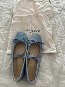 a soliani Denim Ballet Flat 38.5 Salento strap - Picture 1 of 5