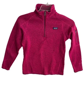 Patagonia Better Sweater Pullover Youth Girls XL 14 Pink 1/4 Zip Fleece Jacket - Picture 1 of 7