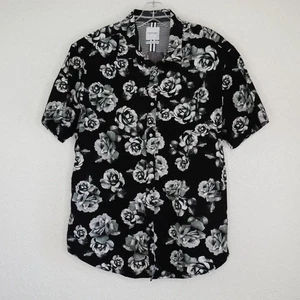Cactus Man Ricky Singh Aloha Shirt XL Slim Black Rose Print Button Up Cotton - Picture 1 of 9