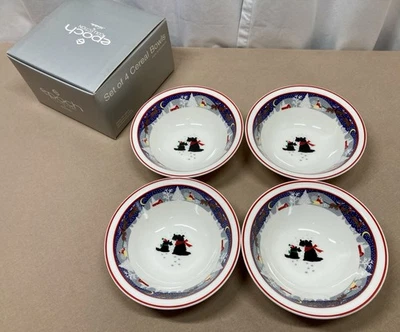 Noritake Epoch Cereal Bowls Set of 4 Twas Night Before Xmas Scottish Terrier Dog - image 1 of 4