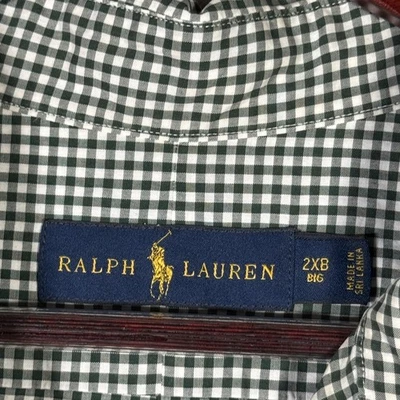 Ralph Lauren Shirt Mens 2XB 2XL Big Green White Gingham Button Down Long Sleeve - Image 1 of 4