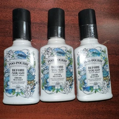 3x Poo-Pourri Before-You-Go spray de inodoro, sal marina fresca, 4 fl oz - sal marina, Foto 1 de 3