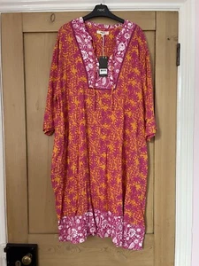 Next Linen Tunic Dress size XL Orange And Pink - Picture 1 of 4