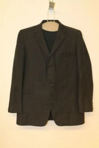 MENS CLARK'S BLACK PLAID COTTON SUIT COAT/JACKET SZ L - Picture 1 of 5
