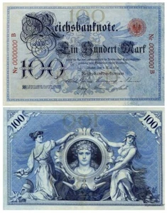 Reichsbanknote, Einhundert Mark, 100 Markt, 1891, Serie B, Reproduktion - Bild 1 von 1