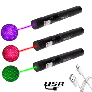 Puntero láser rojo verde púrpura lápiz luz visible antorcha USB recargable - Imagen 1 de 20