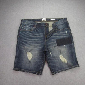 William Rast Shorts Womens 36 Blue Denim Distressed Patched Straight - Picture 1 of 12