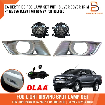 E4 Certified Fog Lamp Driving Spot Light For Ford Ranger T6 15-18 PX2 Grey Cover - Image 1 of 4