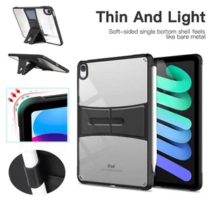 For iPad 9th 8th 7th 6th 5th Generation Air Pro Case Cover Clear W/Pencil Holder - Picture 1 of 24