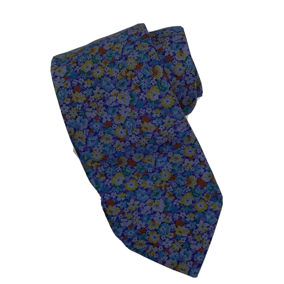 Gravata masculina floral de algodão mistura de seda Saks Fifth Avenue feita na Itália - Imagem 1 de 4