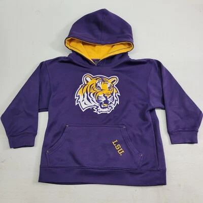 Knights Apparel LSU TIGERS Purple Embroidered Hoodie Pullover Boys Youth S 6/7 - Image 1 of 4