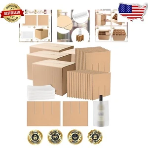 16x12x12 Inch Moving Box Set with Adjustable Glass Dividers & Packing Foam - Picture 1 of 8