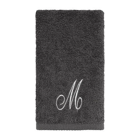 Avanti Monogrammed fingertip towel , Granite and Silver "M" - Image 1 of 1