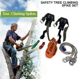 Tree Climbing Spike Set 2 Gears Safety Belt Adjustable Rope Lanyard Rescue Belt