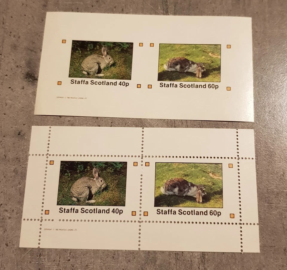 STAFFA SCOTLAND- THE RABBITS-RODENTS- 2 MINIATURE SHEETS PERF &IMPERF MNH - Image 1 of 1