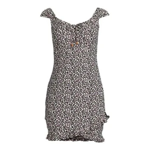 No Boundaries Juniors Ruffle Hem Dress Large (11-13) Black Floral Print - Picture 1 of 4