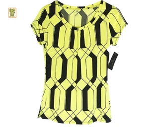 Worthington Short-Sleeve Scoop neck Top Size M, L, XL Yellow Mambo - Picture 1 of 5