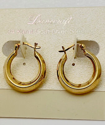 DaneCraft 24KT Gold Over 925 Sterling Silver Hoop Earrings - Image 1 of 4