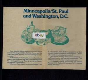 REPUBLIC AIRLINES 1979 MINNEAPOLIS/ST PAUL TO WASHINGTON D.C. DC-9 NONSTOPS AD - Bild 1 von 1