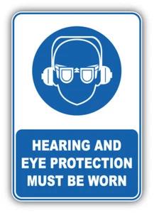 Hearing And Eye Protection Must Be Worn Mandatory Sign Car Bumper - ''SIZES'' - Picture 1 of 1