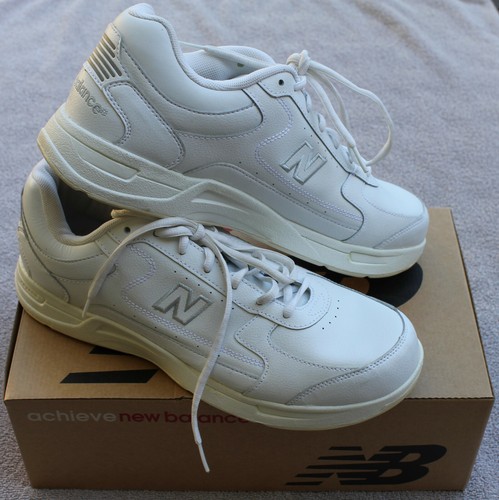 New Balance 576 scarpe fitness da passeggio da uomo taglia 12 D in pelle bianca MW576WT