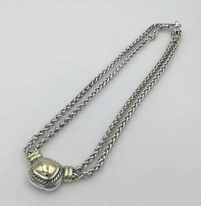 Damen Designer David Yurman 18K Gelbgold & Silber Halskette 2 Ketten - Bild 1 von 5