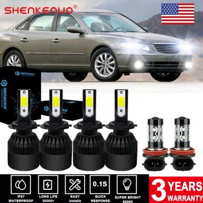 Para Hyundai Azera 2006-2017 6000K Bombillas LED Faro Alto Bajo + Lámparas Antiniebla Foto 1 de 4