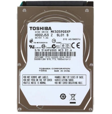 Toshiba 500GB MK5059GSXP 5400RPM SATA 2.5" Laptop HDD Hard Disk Drive 9.5mm - Image 1 of 3