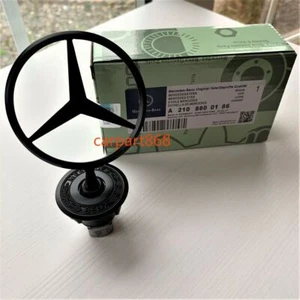 Fit Mercedes Benz Bonnet Raised Star Wreath Emblem Badge Matte Black C E S CLK## - Picture 1 of 4