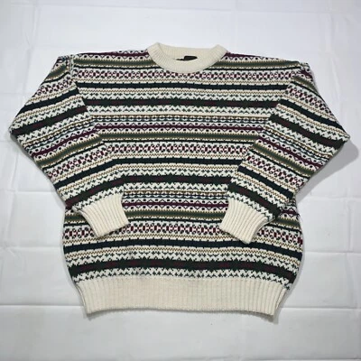 Vintage Structure Sweater Jumper Fair Isle Geometric Houndstooth XL Cotton USA - Image 1 of 4
