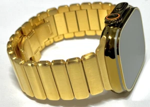 Bracelet maillon épais 49 mm Apple Watch ULTRA 2 OR poli personnalisé anodisé or 24 carats - Photo 1 sur 5