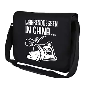 Währenddessen in China Sack Reis umgefallen Sprüche Umhängetasche Messenger Bag - Bild 1 von 3