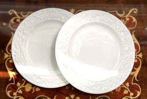 Juego de 2 platos de pan y mantequilla de damasco Lenox usados en excelente estado colección de lino blanco de 6 3/8" - Imagen 1 de 8