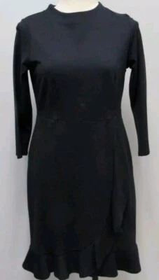 J. Jill Ponte Navy Blue Dress Ruffle Wrap 3/4 Sleeve Size XS Petite New - Image 1 of 4