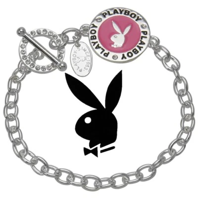 Playboy Bracelet Bunny Logo Medallion Medal Pink Enamel Swarovski y2k Play Boy - Image 1 of 4