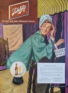 Anuncio de cerveza Schlitz 1951 vintage, anuncio impreso Fortune Teller, cerveza Milwaukee - Imagen 1 de 1