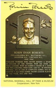 094, Original Autograph of Robin Roberts (4), HOF Plaque Postcard, Phillies - Picture 1 of 3