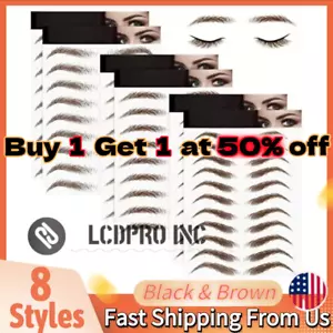 Eyebrow Tattoos 4D Hair-Like Waterproof Stickers Brown/Black Makeup Temporary - Picture 1 of 14