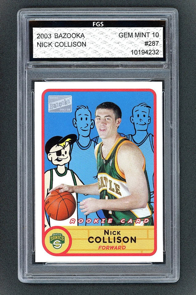 2003-04 Bazooka - Nick Collison #287 (RC) Sonics FGS 10 - Image 1 of 2
