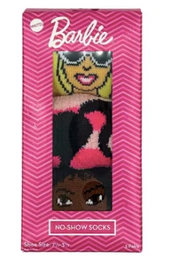Mattel Barbie Little & Big Girls 3 Pair Cozy Low Cut Socks Size 7.5-3.5 NEW - Picture 1 of 3